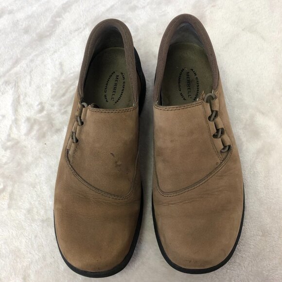 Merrell Women's Topo Twist Stone Suede Leather Slip On Loafer Shoe Size 8 - Picture 3 of 12